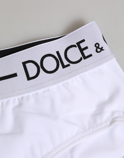 Dolce &amp; Gabbana – Weiße Nylon-Shorts mit Logobund