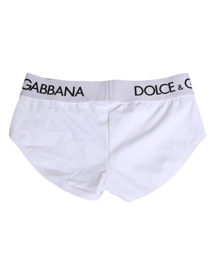 Dolce &amp; Gabbana – Weiße Nylon-Shorts mit Logobund