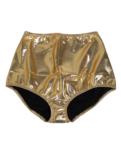 Dolce & Gabbana Gold Silk High Waist Girdle Panty Underwear