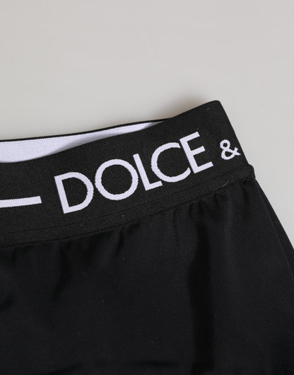 Dolce &amp; Gabbana – Schwarze Nylon-Shorts mit Logobund