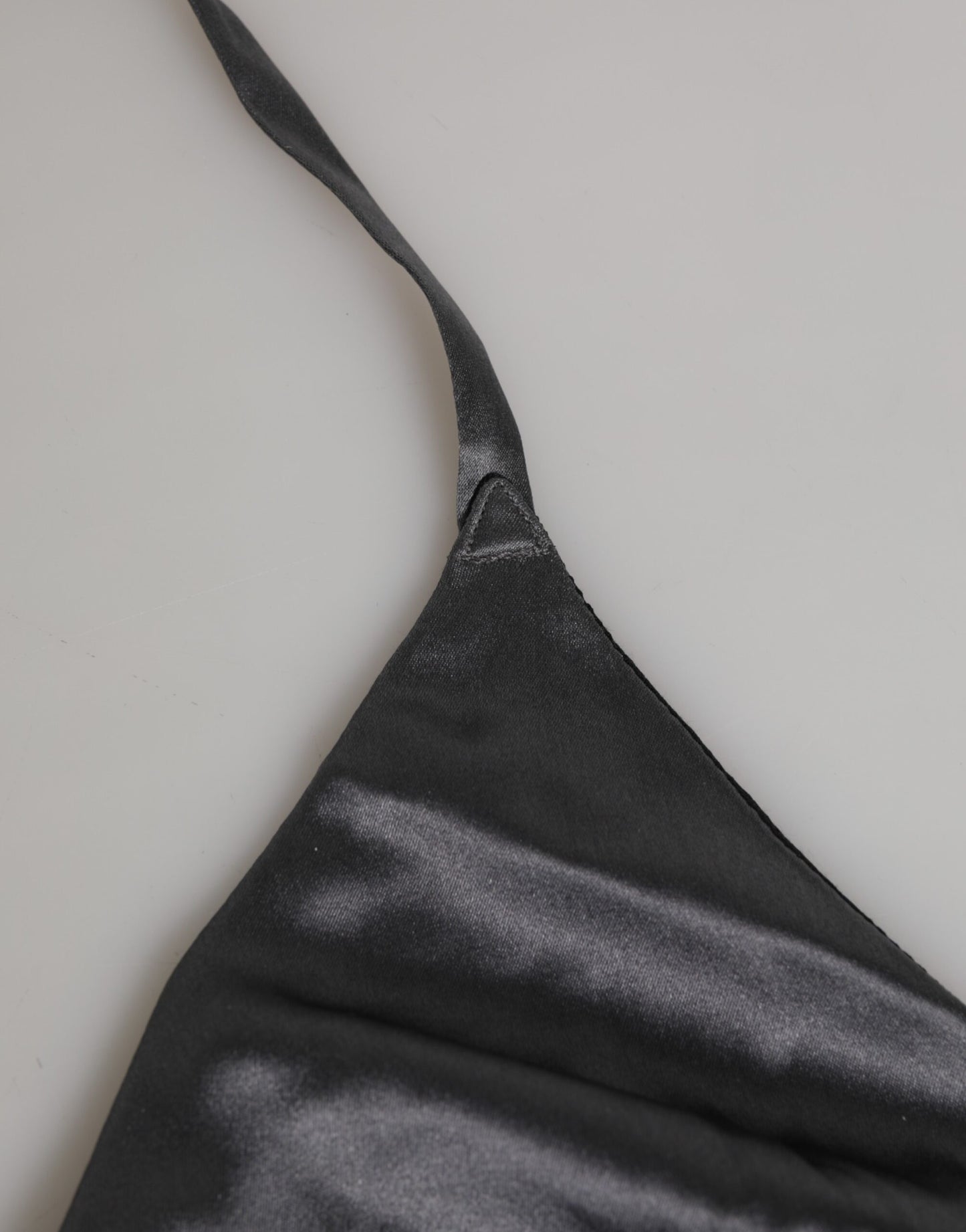 Dolce &amp; Gabbana – Triangel-Unterhose aus schwarzem Seidensatin mit weichen Körbchen