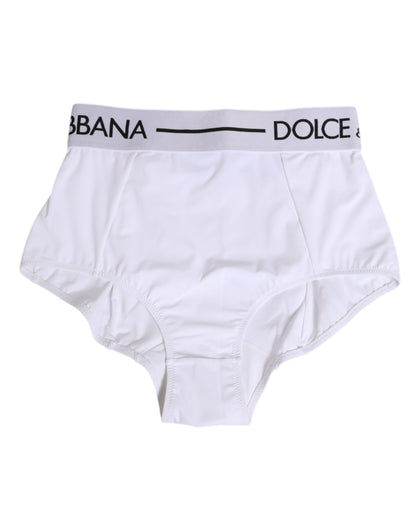 Dolce &amp; Gabbana Weiße Coulotte-Unterhose aus Nylon mit Logobund