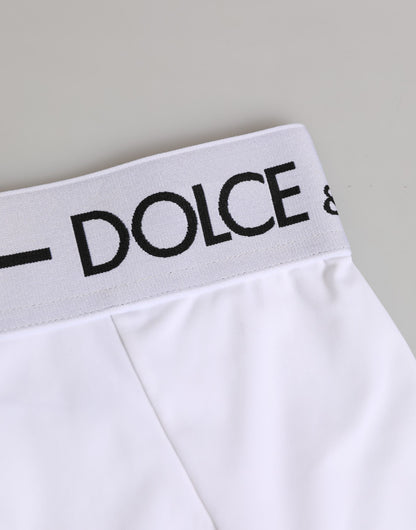 Dolce &amp; Gabbana Weiße Coulotte-Unterhose aus Nylon mit Logobund