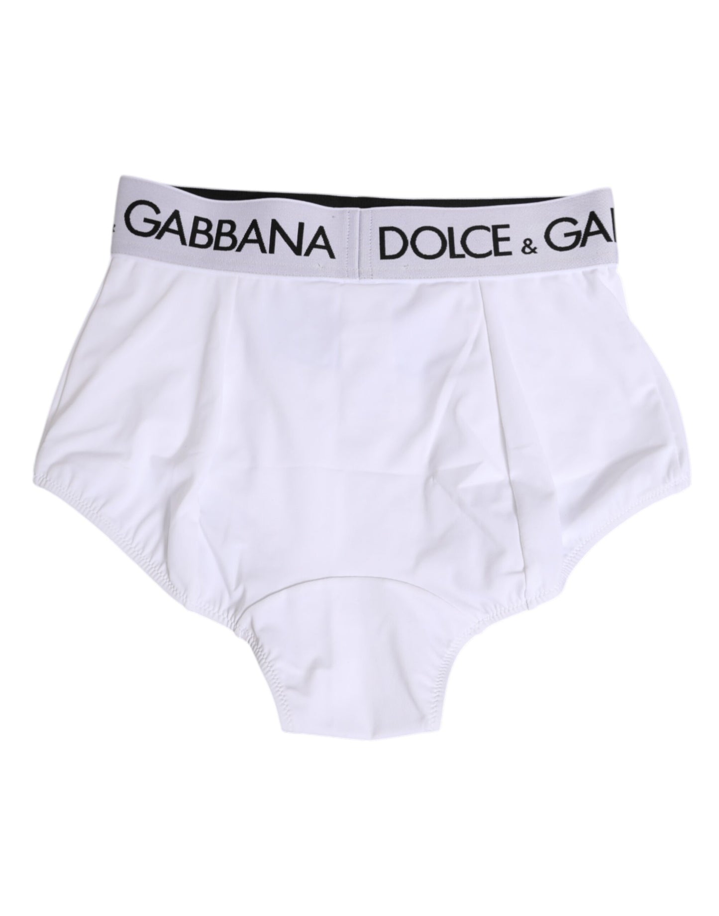 Dolce &amp; Gabbana Weiße Coulotte-Unterhose aus Nylon mit Logobund