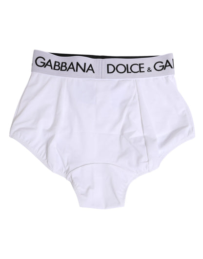 Dolce &amp; Gabbana Weiße Coulotte-Unterhose aus Nylon mit Logobund