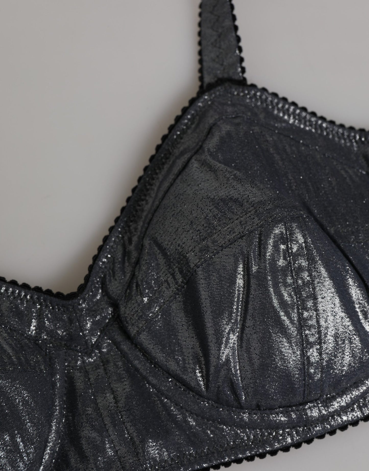 Dolce &amp; Gabbana Balconcino-BH aus dunkelgrauer Seide mit Stretch