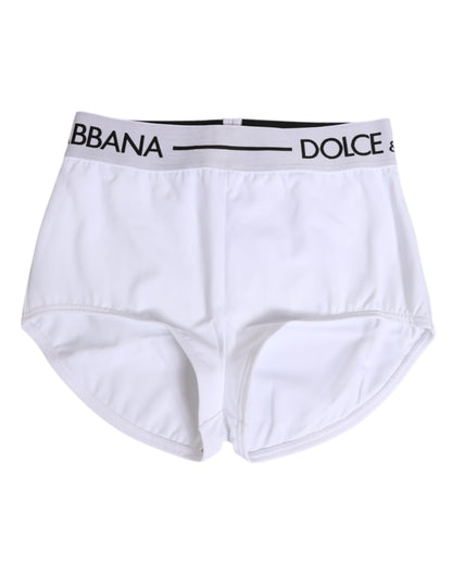 Dolce &amp; Gabbana – Weiße Nylon-Shorts mit Logobund