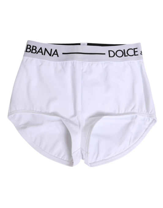 Dolce &amp; Gabbana – Weiße Nylon-Shorts mit Logobund