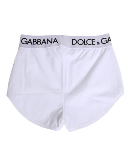 Dolce &amp; Gabbana – Weiße Nylon-Shorts mit Logobund