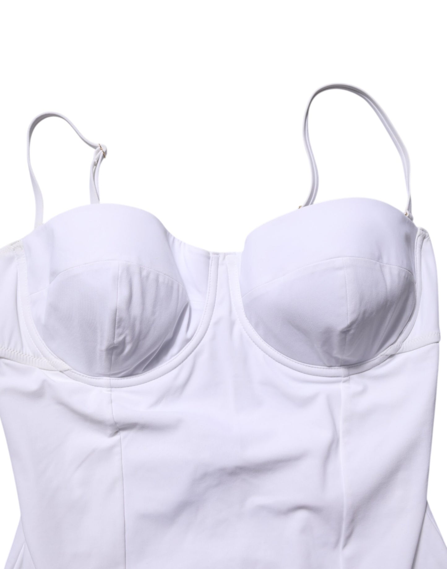 Dolce &amp; Gabbana – Weißer, gepolsterter Balconette-Badeanzug