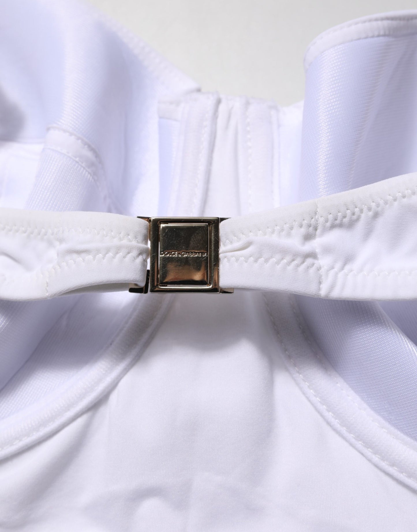 Dolce &amp; Gabbana – Weißer, gepolsterter Balconette-Badeanzug