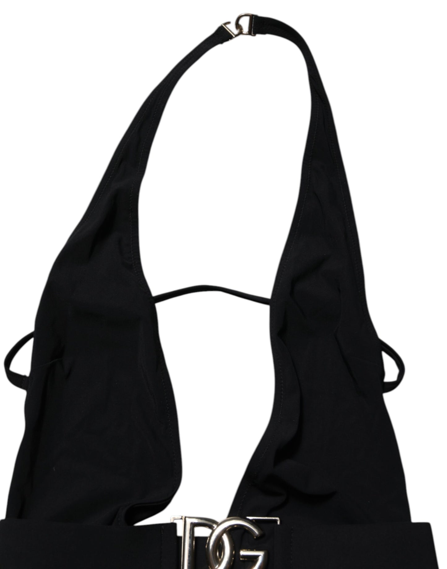 Dolce & Gabbana Black Nylon Deep V-Neck One Piece Swimwear