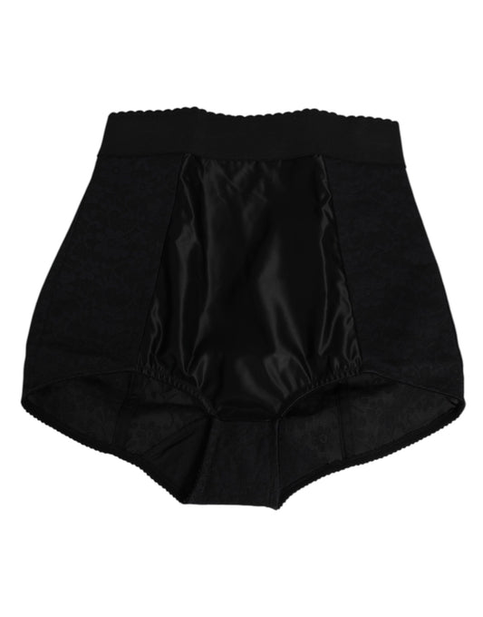 Dolce &amp; Gabbana – Kurze Unterhose aus schwarzem Nylon mit hoher Taille