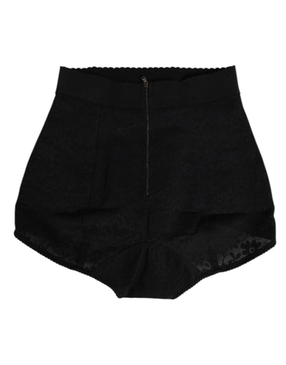 Dolce &amp; Gabbana – Kurze Unterhose aus schwarzem Nylon mit hoher Taille