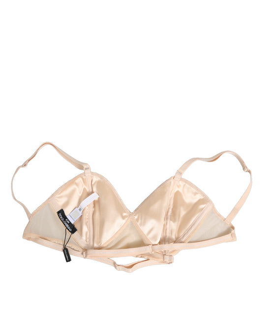 Dolce &amp; Gabbana Beige Nylon Triangle Soft Cup Büstenhalter Unterwäsche