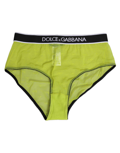 Dolce &amp; Gabbana – Grüne Nylon-Unterhose mit Logobund