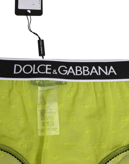 Dolce &amp; Gabbana – Grüne Nylon-Unterhose mit Logobund