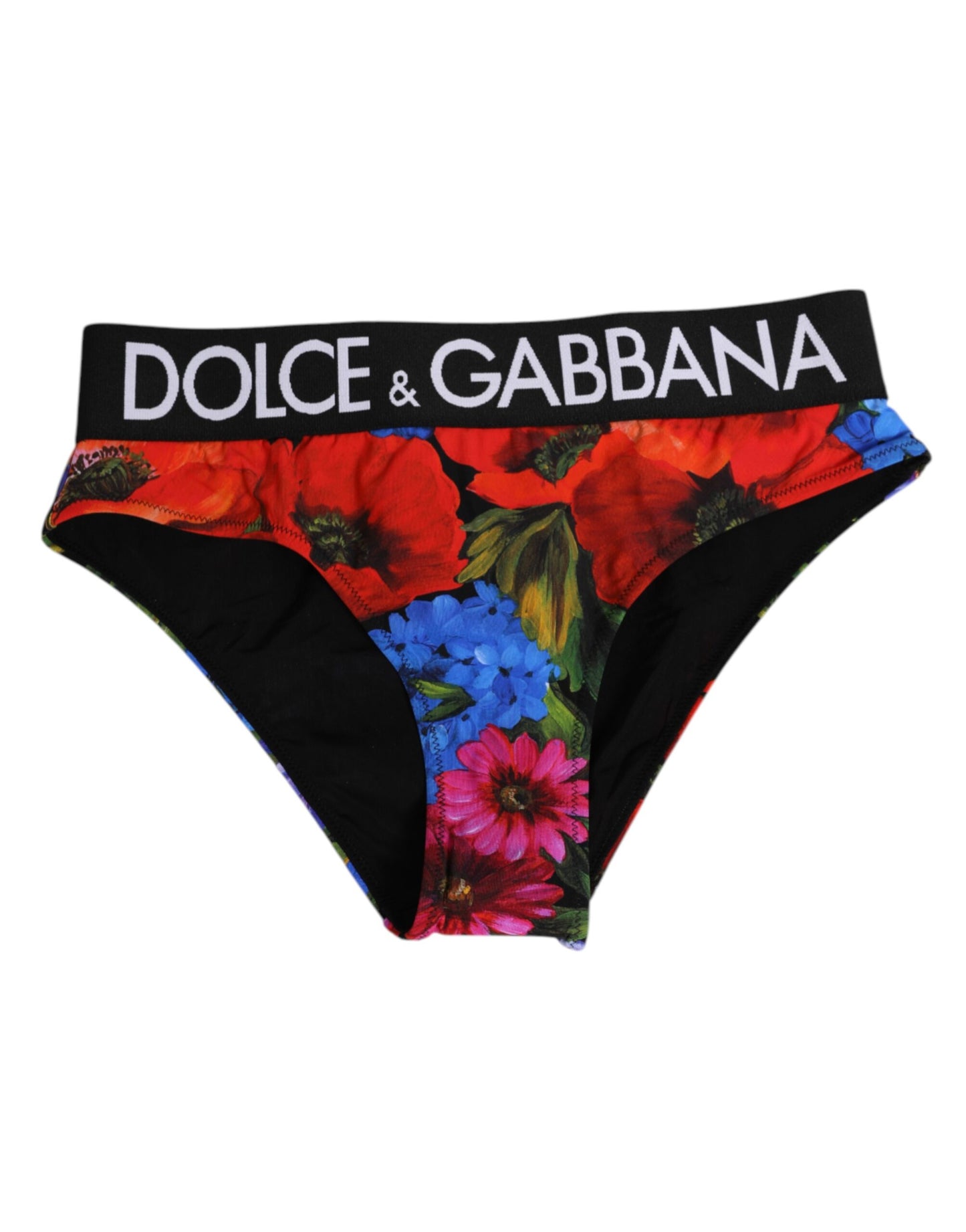 Dolce &amp; Gabbana – Schwarze Höschen mit hohem Bund und Blumenmuster