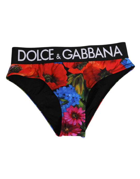 Dolce &amp; Gabbana – Schwarze Höschen mit hohem Bund und Blumenmuster