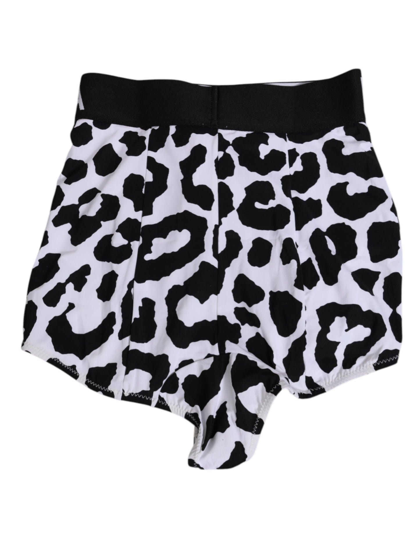 Dolce &amp; Gabbana – Weiße Nylon-Hüftmiederhose mit Leopardenmuster und hoher Taille