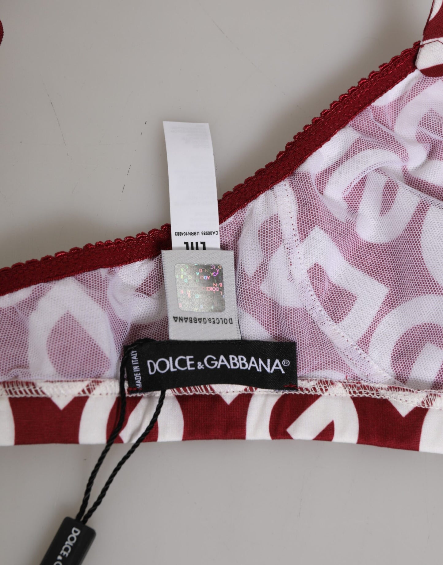 Dolce &amp; Gabbana Rot-Weiß Logo Mania Soft Cup BH Unterwäsche