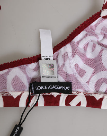 Dolce &amp; Gabbana Rot-Weiß Logo Mania Soft Cup BH Unterwäsche