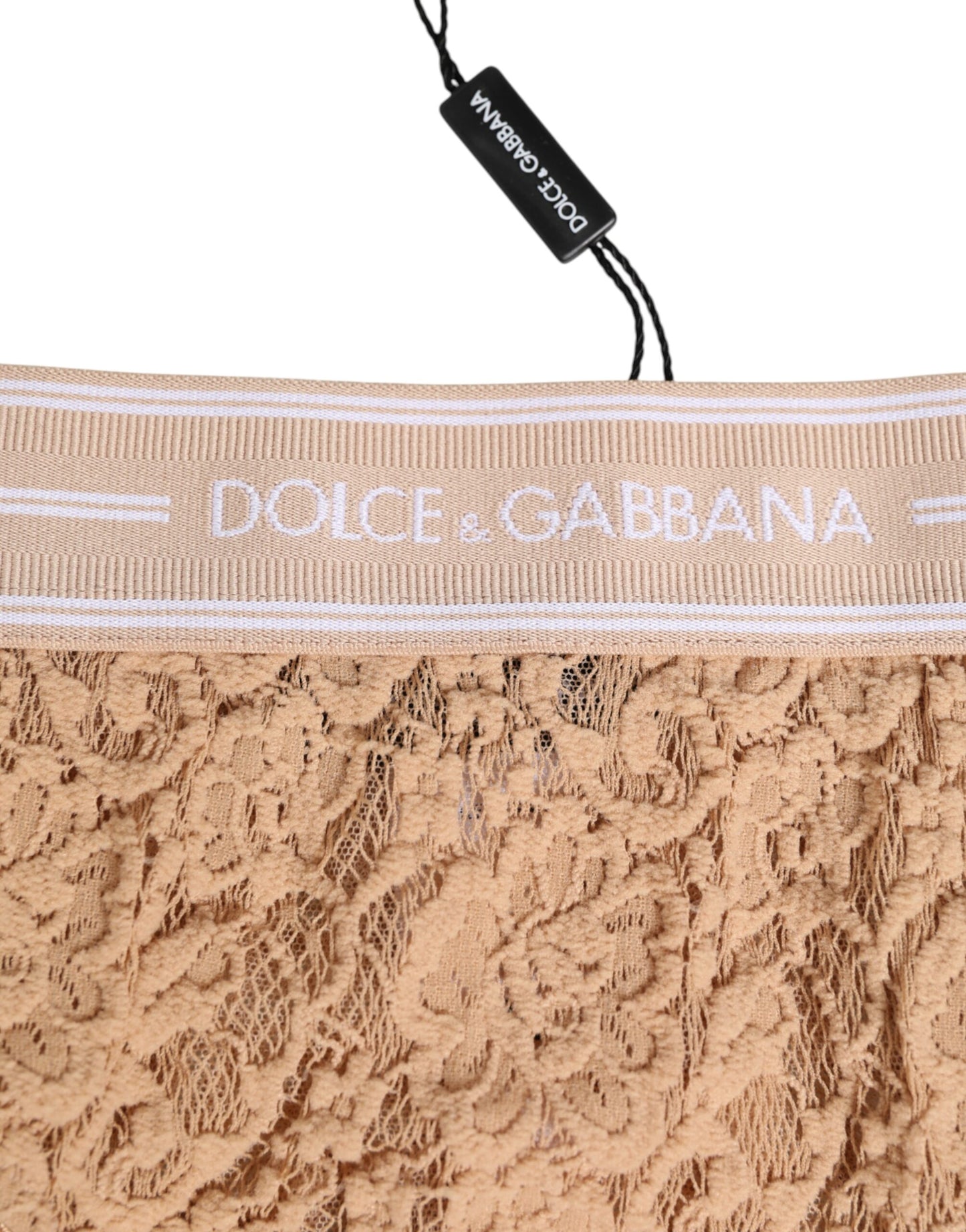 Dolce &amp; Gabbana – Beigefarbene Nylon-Höschen mit hoher Taille