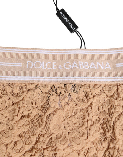Dolce &amp; Gabbana – Beigefarbene Nylon-Höschen mit hoher Taille