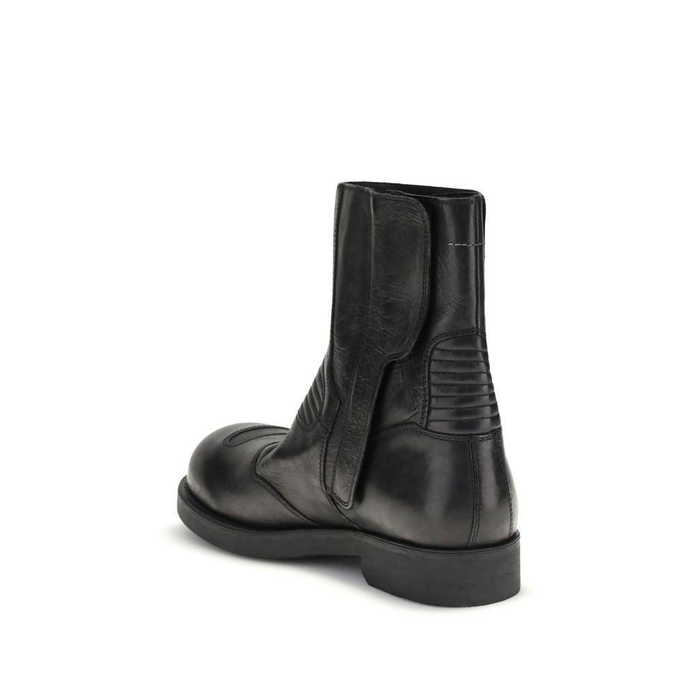 MM6 Schwarze Leder-Stiefeletten