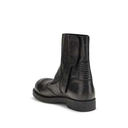 MM6 Schwarze Leder-Stiefeletten