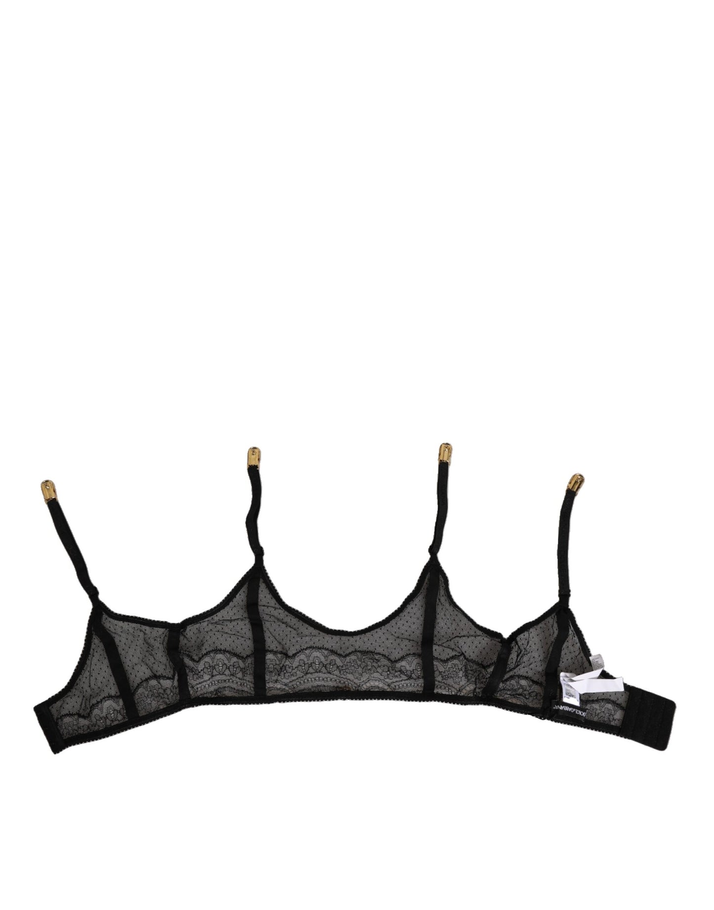 Dolce &amp; Gabbana – Schwarze Strumpfhose mit Blumenspitze und Nylonriemen