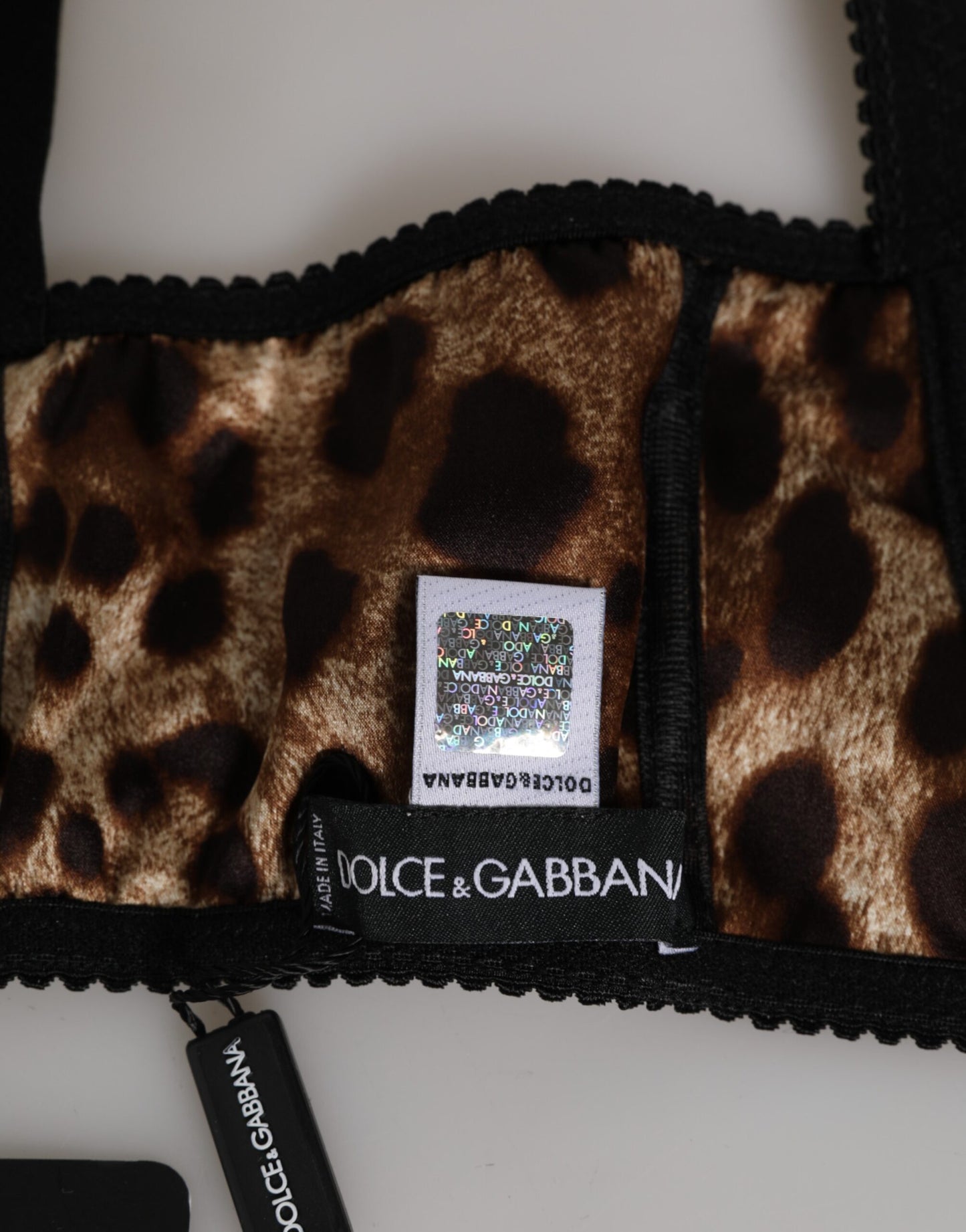 Dolce &amp; Gabbana Braune Balconnet-BH-Unterwäsche aus Seide mit Leopardenmuster