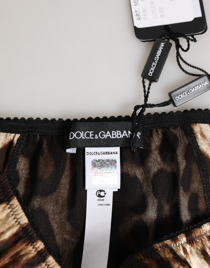 Dolce &amp; Gabbana – Braune Seiden-Höschen mit Leopardenmuster und mittlerer Taille