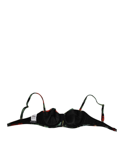 Dolce &amp; Gabbana – Gepolsterter Balconnet-BH aus Nylon mit Blumenmuster in Schwarz