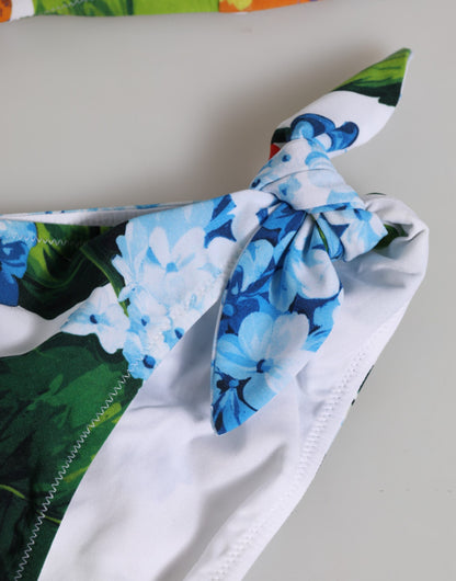 Dolce &amp; Gabbana – Weißer Badeanzug mit Blumenmuster, 2-teilig, Oberteil und Unterteil