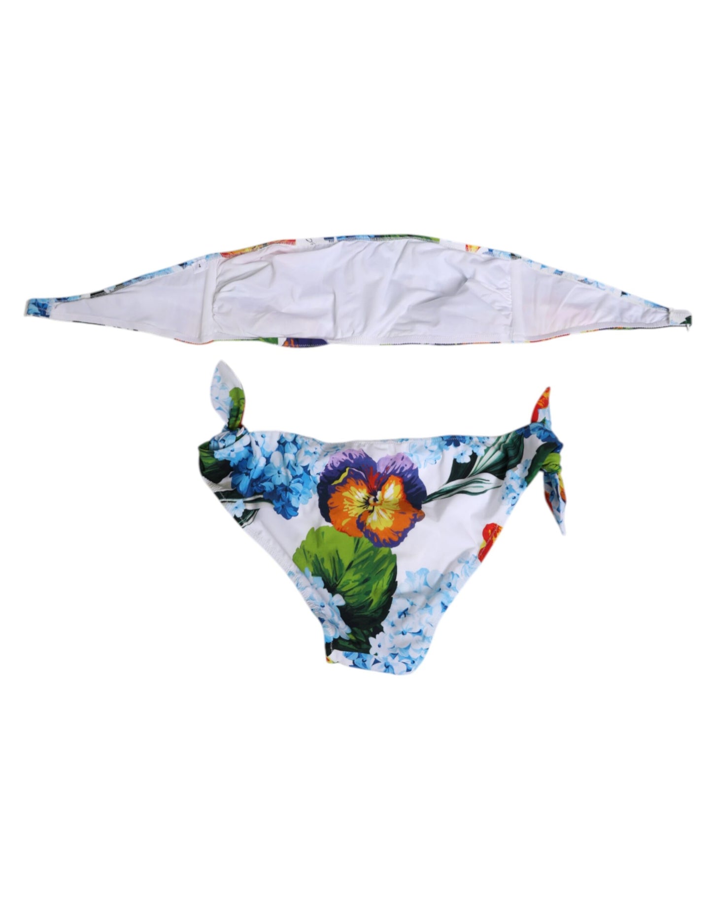 Dolce &amp; Gabbana – Weißer Badeanzug mit Blumenmuster, 2-teilig, Oberteil und Unterteil