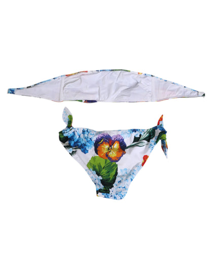 Dolce &amp; Gabbana – Weißer Badeanzug mit Blumenmuster, 2-teilig, Oberteil und Unterteil