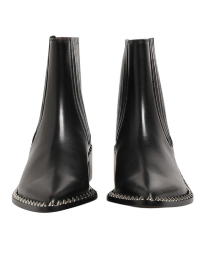 Dolce &amp; Gabbana Schwarze Lederstiefel mit Nieten für Herren