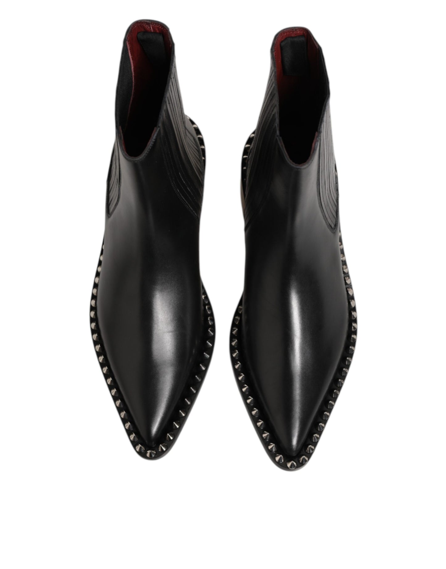 Dolce &amp; Gabbana Schwarze Lederstiefel mit Nieten für Herren