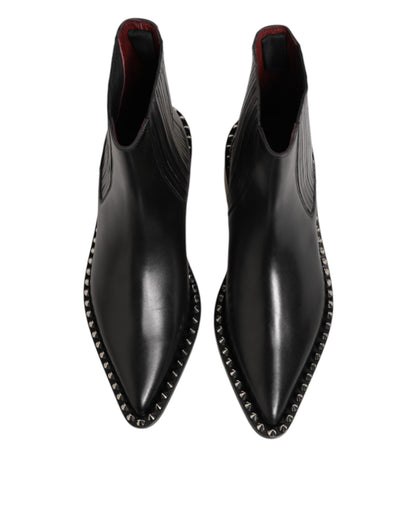 Dolce &amp; Gabbana Schwarze Lederstiefel mit Nieten für Herren