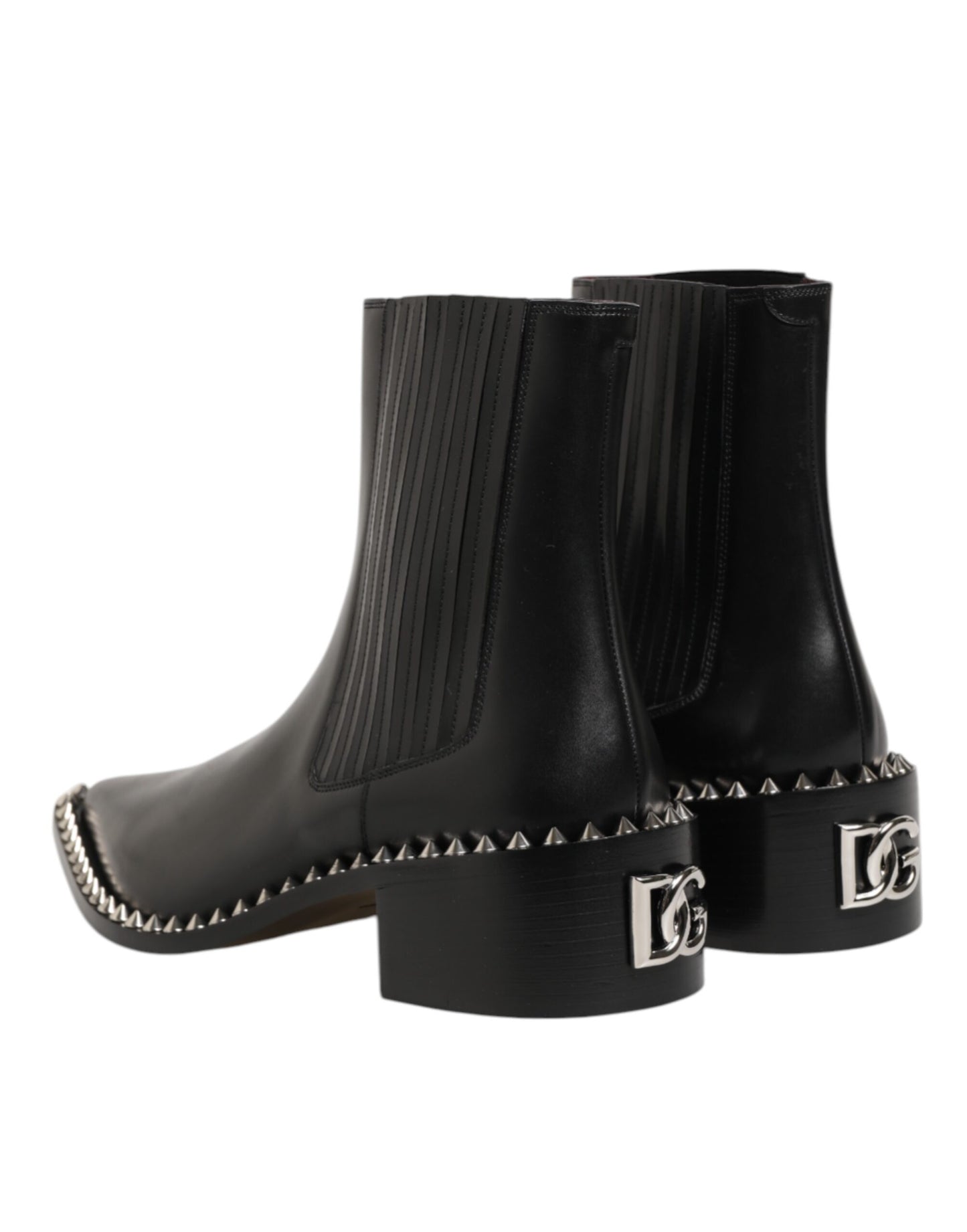 Dolce &amp; Gabbana Schwarze Lederstiefel mit Nieten für Herren