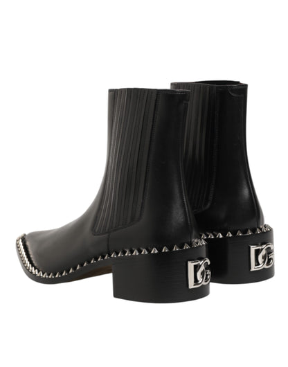 Dolce &amp; Gabbana Schwarze Lederstiefel mit Nieten für Herren