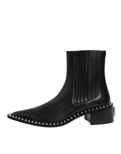 Dolce &amp; Gabbana Schwarze Lederstiefel mit Nieten für Herren