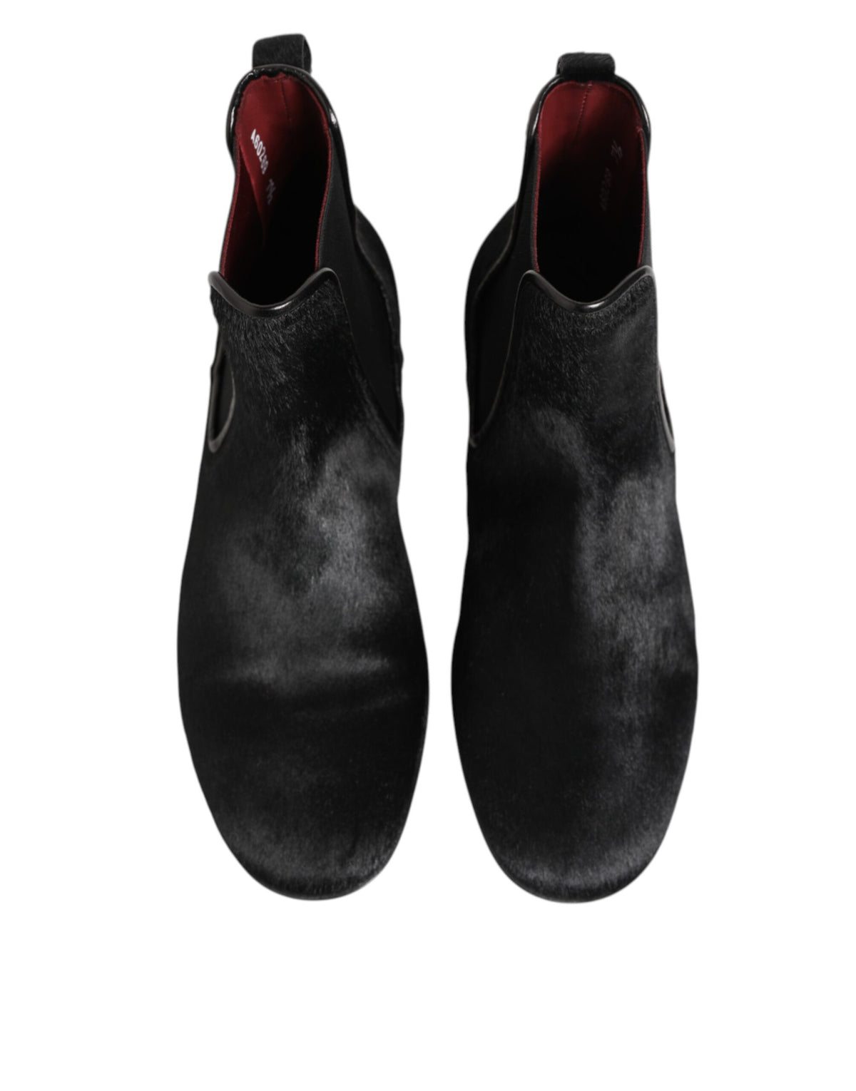Dolce &amp; Gabbana Schwarzes Leder Pelz Männer CHELSEA Stiefel Schuhe
