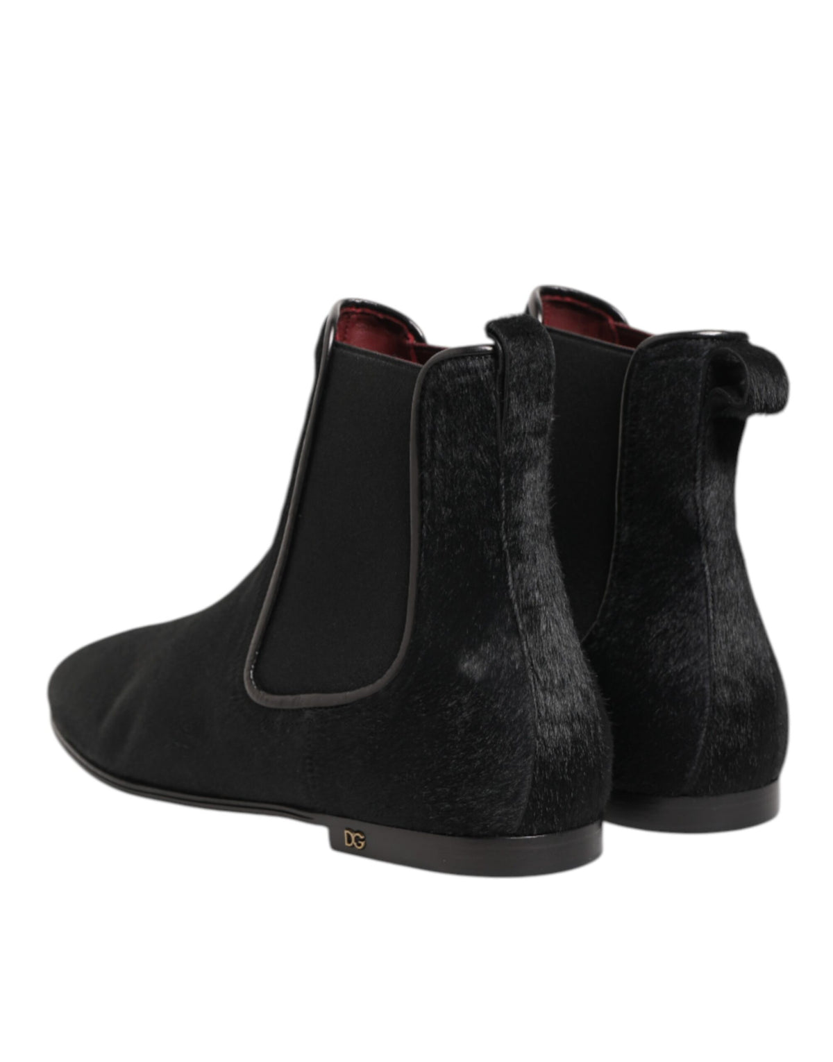 Dolce &amp; Gabbana Schwarzes Leder Pelz Männer CHELSEA Stiefel Schuhe