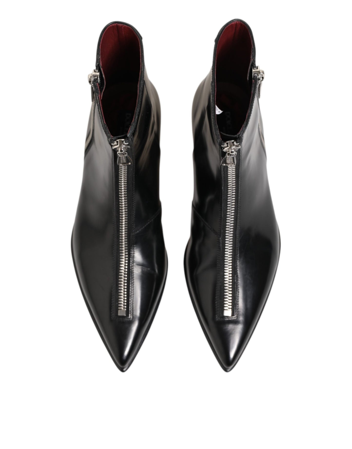 Dolce &amp; Gabbana Schwarzes Kalbsleder Herren KURZE Stiefel Schuhe