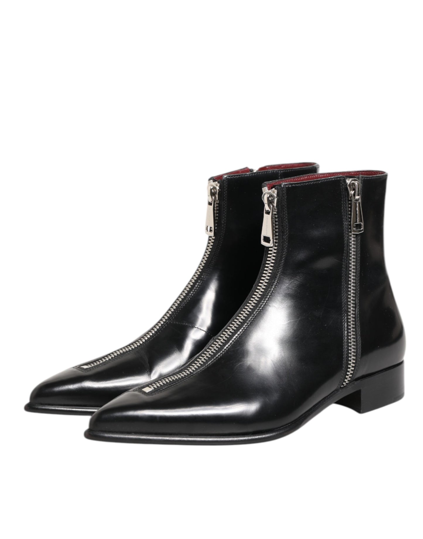 Dolce &amp; Gabbana Schwarzes Kalbsleder Herren KURZE Stiefel Schuhe
