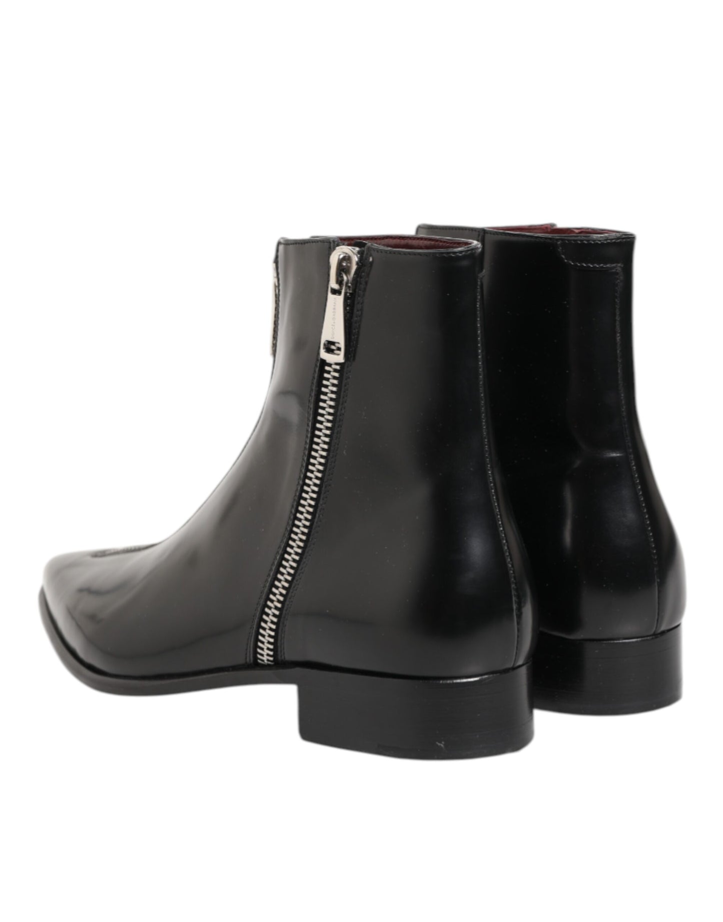Dolce &amp; Gabbana Schwarzes Kalbsleder Herren KURZE Stiefel Schuhe