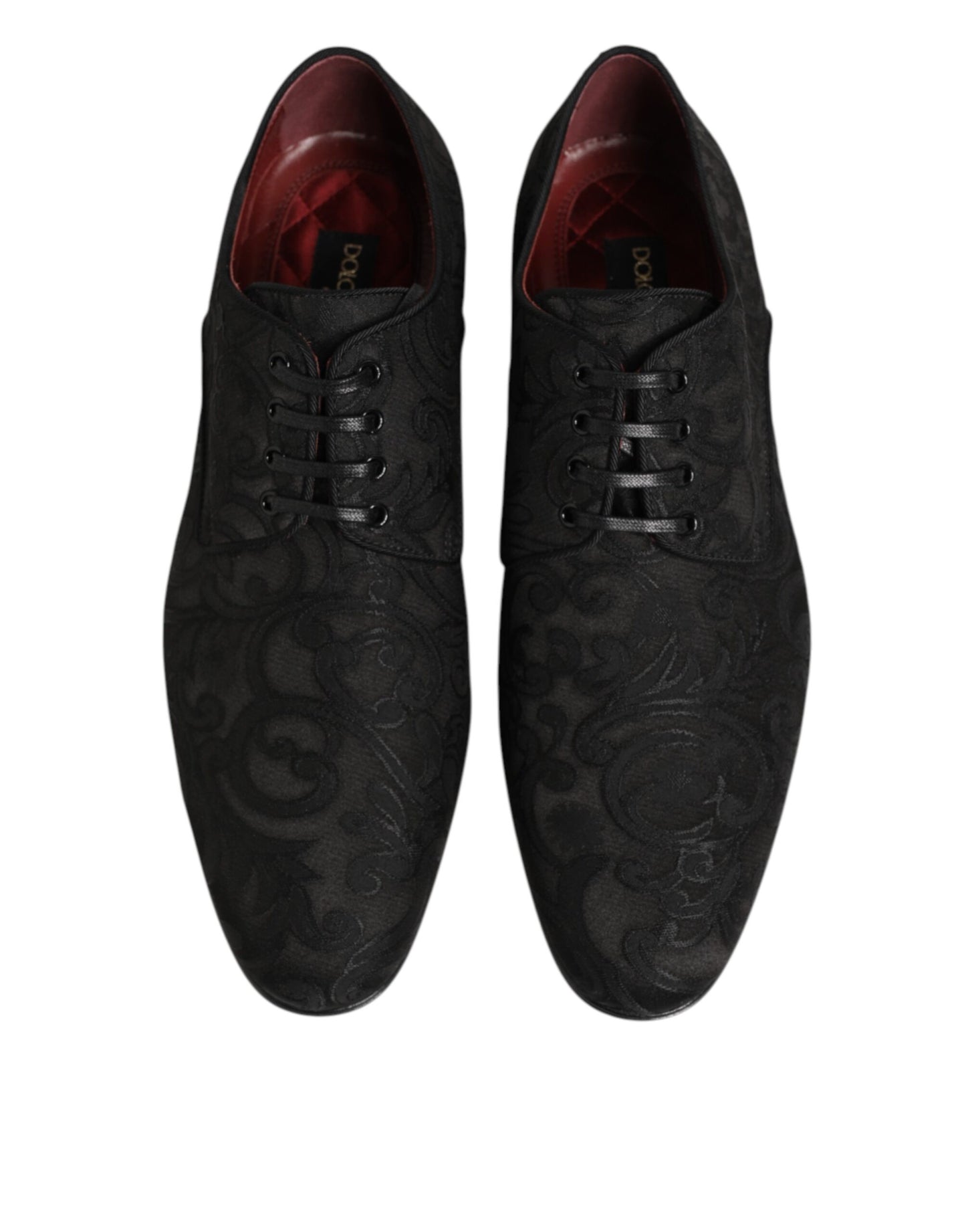 Dolce &amp; Gabbana – Derby-Schnürschuhe aus schwarzem Brokat für Herren