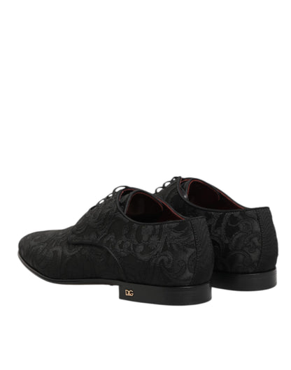 Dolce &amp; Gabbana – Derby-Schnürschuhe aus schwarzem Brokat für Herren